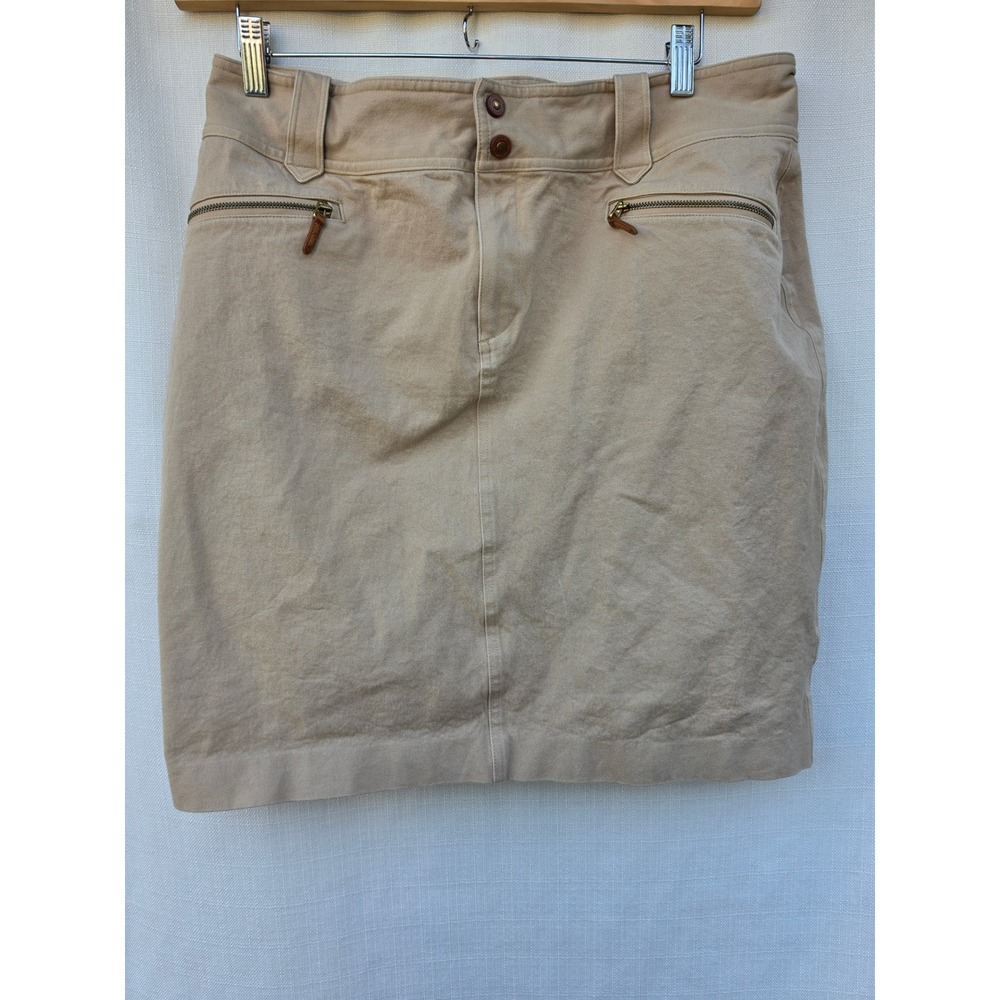 Lauren Ralph Lauren Khaki Skirt 14 Tan Cotton Quiet Luxury Prep Equestrian